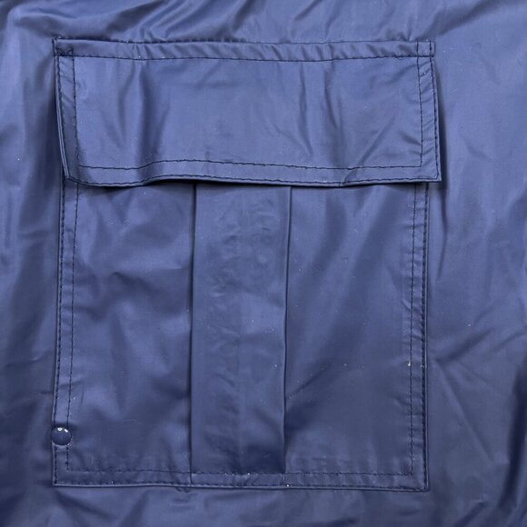 Misty Harbor Vintage Any Weather Slicker Hooded Raincoat Navy Red Plaid Size L - Picture 6 of 11